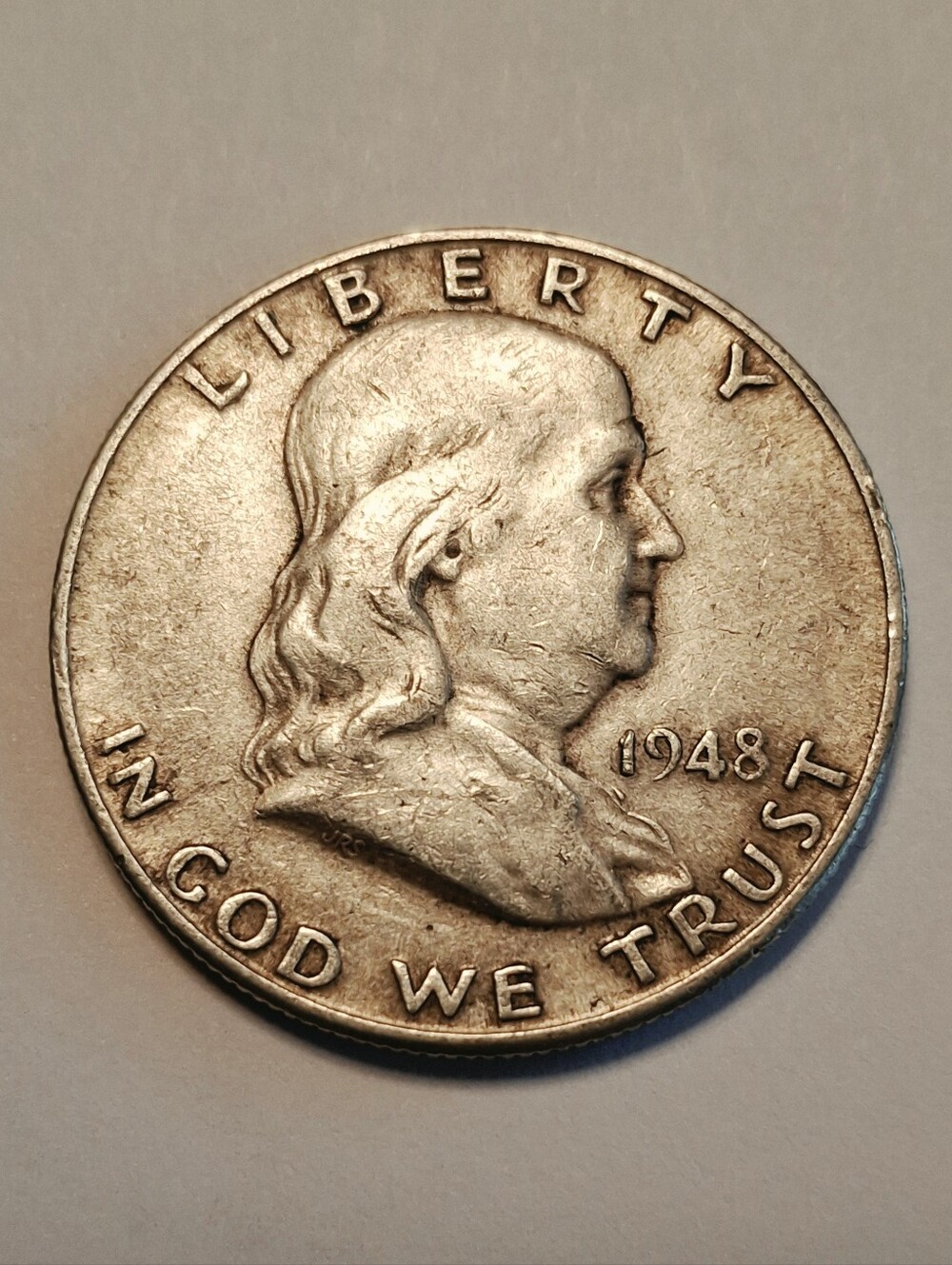 1948 Denver Minted Benjamin Franklin Half Dollar 90% Silver